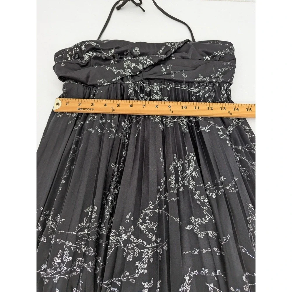 Vintage B Darlin Dress Black Silver Glitter Floral Halter Pleated 11/12 Y2K USA - Picture 8 of 9
